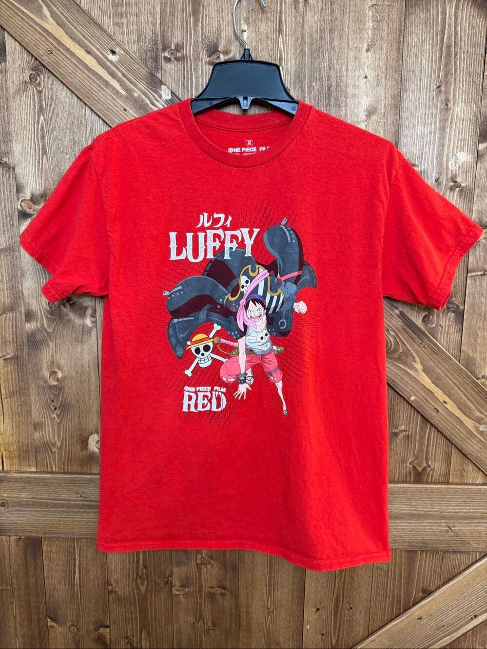 One Piece Film Red Luffy Men’s Medium Red Graphic T-Shirt Ripple Junction (9216)